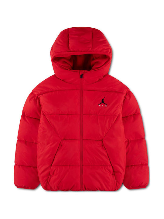 Jordan Puffer Kids Quilted Jacket Short Hooded Red