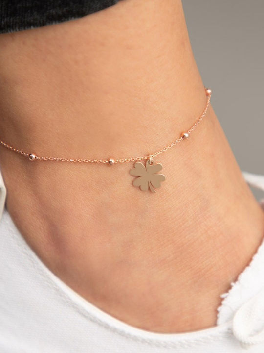 Elika Silver Gold Plated Silver Anklet Pink 24cm
