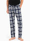 Vienetta Secret Summer Checked Men's Pyjamas Pants Navy Blue
