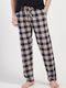 Vienetta Secret Plus Size Summer Checked Men's Pyjama Pants Beige