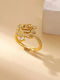 Women's Ring with Zircon Made of Gold Plated Steel