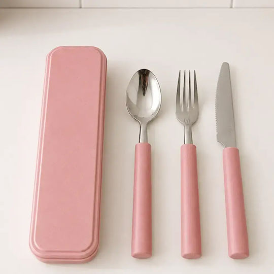 Pandaboo Baby Set with Fork in Case Pink 2 Pieces