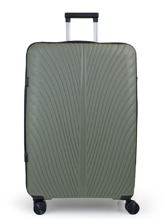 Green Valiză Mare de Călătorie Dură Green cu 4 Roți Înălțime 77 cm Green Valiză Mare de Călătorie Dură Green cu 4 Roți Înălțime 77 cm