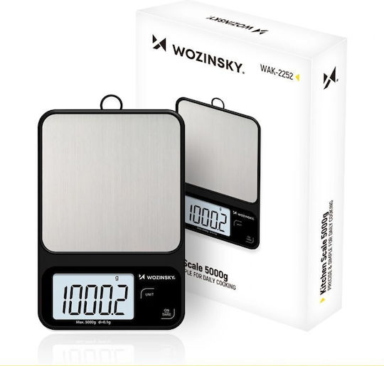 Wozinsky Ψηφιακή Ζυγαριά Κουζίνας με Κάδο έως 5kg Μαύρη