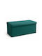 Bench Stool with Storage Space Upholstered with Fabric Green