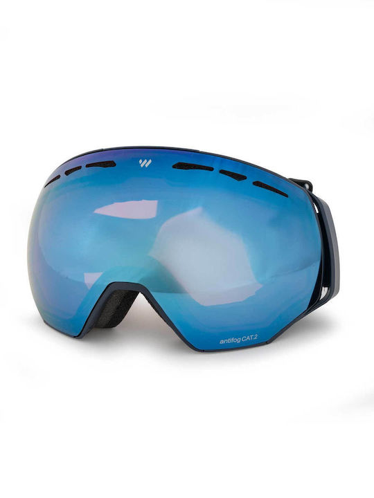 Witeblaze Μάσκα Σκι & Snowboard Ενηλίκων Μπλε με Φακό σε Μπλε Χρώμα