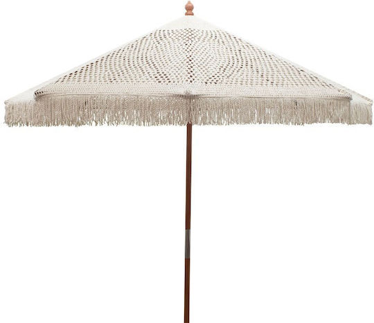 Umbrelă Rotundă Din Lemn Brilie Ecru Φ2.6xΥ2.6m