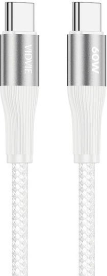 Vidvie Cable USB-C male - USB-C 60W White 3m