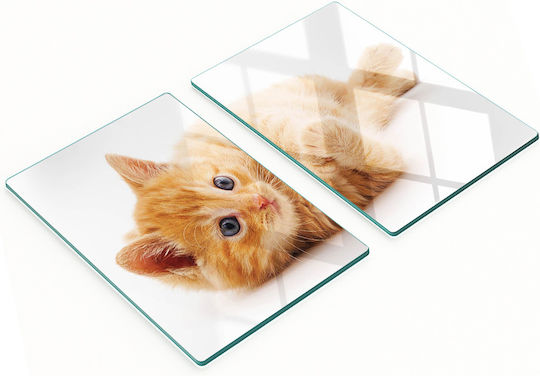 Tulup Set Tocătoare De Bucătărie Din Sticlă Roșie 52x40cm 2 Bucăți