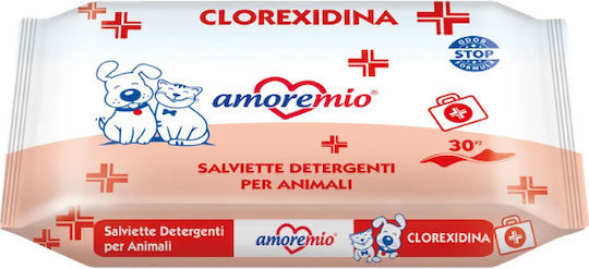 Dog and Cat Pocket Wet Wipes Amoremio Chlorhexidine 30 Pcs