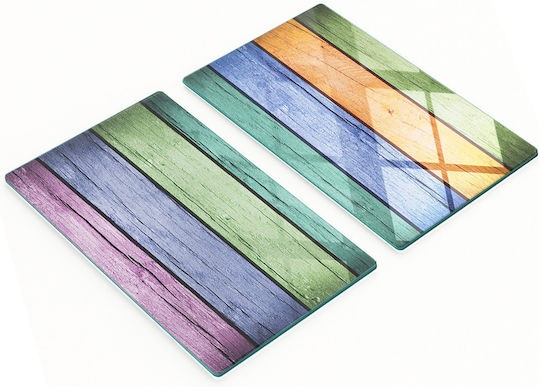 Tulup Σετ Επιφάνεια Κοπής Γυάλινη Πολύχρωμη 52x30cm 2τμχ