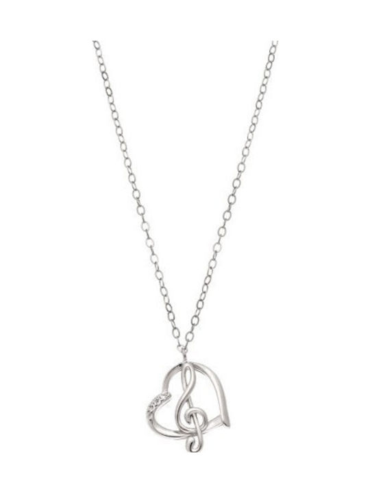 Senza Necklace With Heart Design Made Of Silver