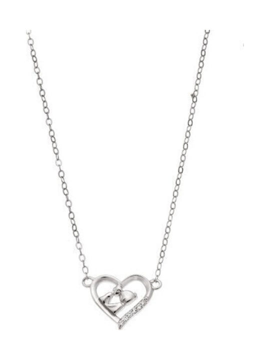 Senza Necklace With Heart Design Made Of Silver