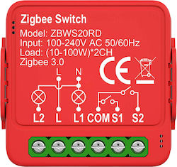 Nedis Zigbee 3.0 Connected Double Switch 2x100w Without Neutral Voice Control Red Nedis Zigbee 3.0 Connected Double Switch 2x100w Without Neutral Voice Control Red