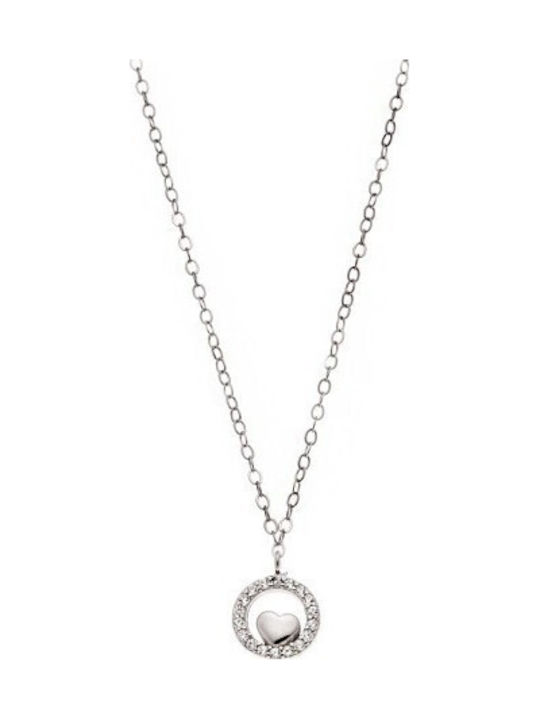 Senza Necklace With Heart Design In Silver