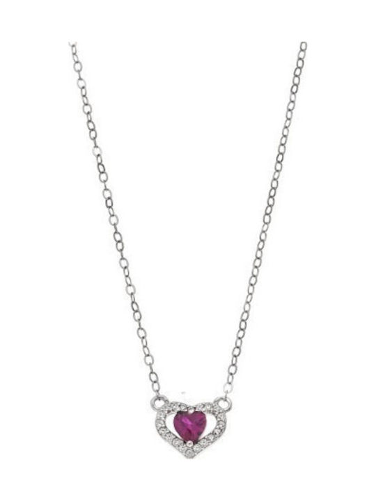 Senza Necklace With Heart Design Made Of Silver