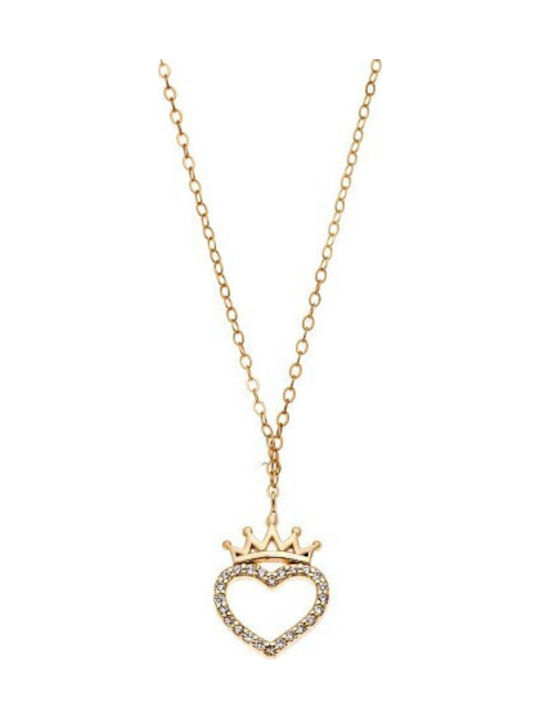 Senza Necklace With Heart Design In Gold Plated Silver