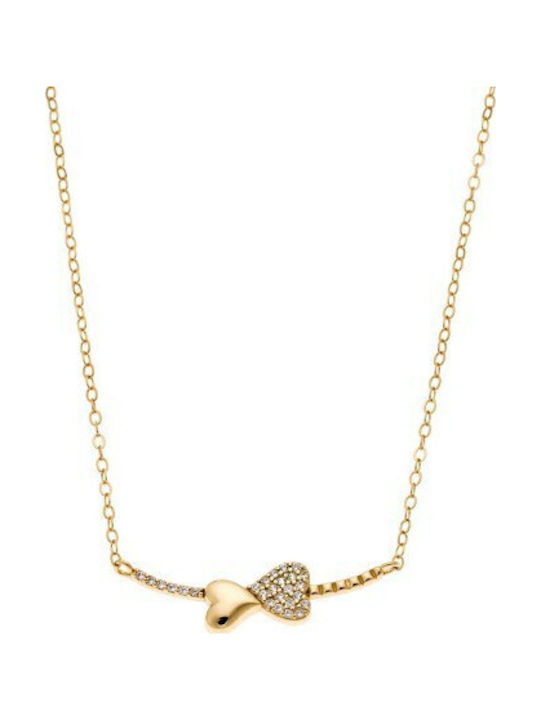Senza Necklace With Heart Design In Gold Plated Silver