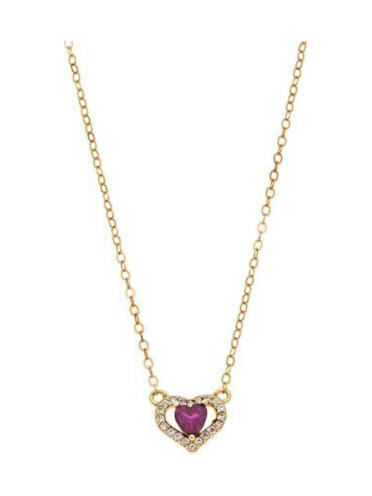 Senza Necklace With Heart Design In Gold Plated...