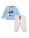 Kids Sweatpants Set Beige With Light Blue