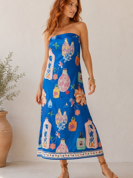 Summer Maxi Slip Dress Blue