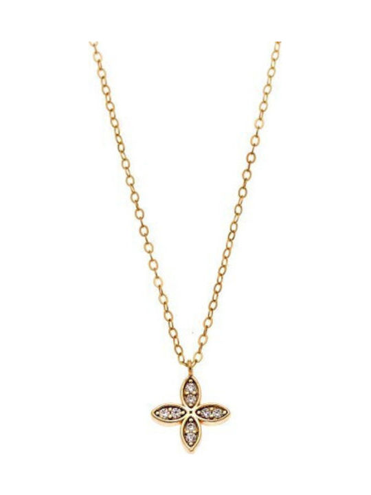 Senza Women's Cross from Gold Plated Silver wit...