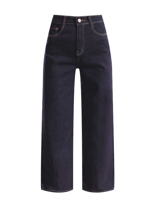 Celestino Дамско Джинси с Контрастни Шевове Loose Fit Midnight Blue