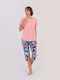 Vienetta Secret Sommerliches Damen-Pyjama-Set Baumwolle Rosa
