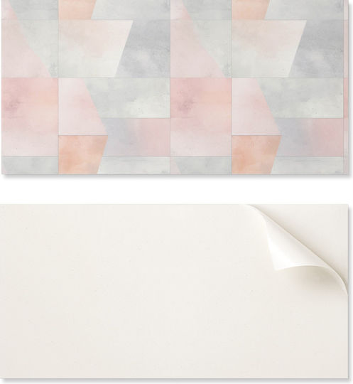 Printed Vinyl Tile Set Bedroom Decoration Geometric Pastel Colors 6x60x30 Pieces