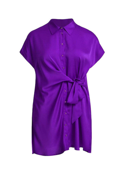 Mat Fashion Damenhemden Satin Lila t