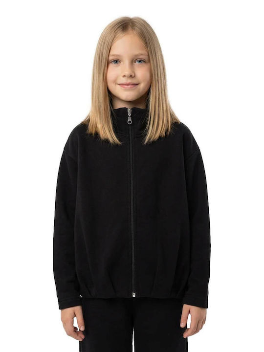 Kids Sweatshirt Cardigan with Hood Black Super Jpd