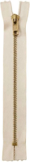 Metal Zipper Jeans No5 33mm Width Gold Teeth 20cm Length Ecru 841