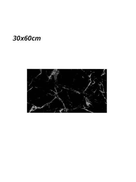 3D Πάνελ Τοίχου από PVC Αυτοκόλλητο / με Κόλλα Μαύρο 30x60εκ.