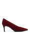 Leder Pumps mit Mittlerem Absatz Burgundisch