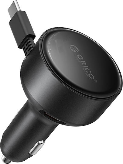 Orico Car Charger 60W With Ports 1xUSB-A 1xType-C With Type-C Cable Black Colour