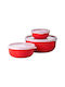 Mepal Set Plastic Lunch Boxes Red 3 Pieces