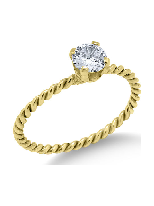 Ortaxidis Inel Din Aur 14 Carate Cu Zircon