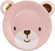 Festa Paper Plate 18cm 6 Pieces Gold Baby Girl Bear