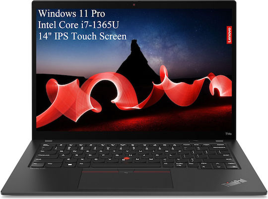 Lenovo ThinkPad T14s Gen 4 (Intel) 14" IPS FHD+ Тъчскрийн (i7-1365U/32GB/256GB SSD/W11 Pro) Deep Black (US Keyboard)