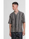 Short Sleeve Striped Black White Shirt
