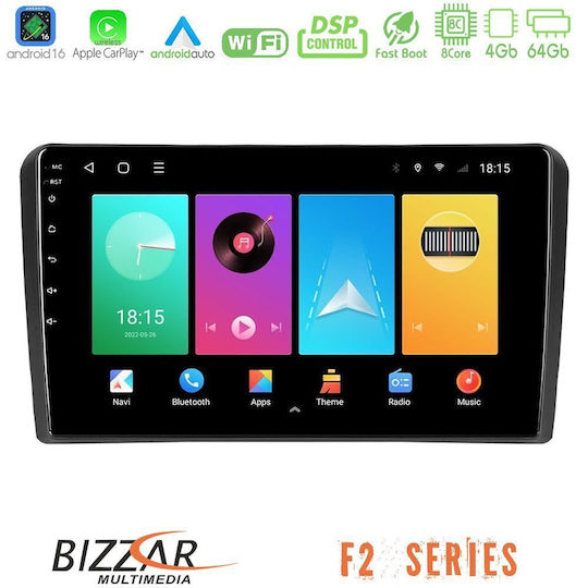 Bizzar Auto-Audiosystem für Audi A3 2003-2012 (Bluetooth/USB/Eingebautes Wi-Fi / GPS / Apple CarPlay / Android Auto) mit 9 Zoll Touchscreen