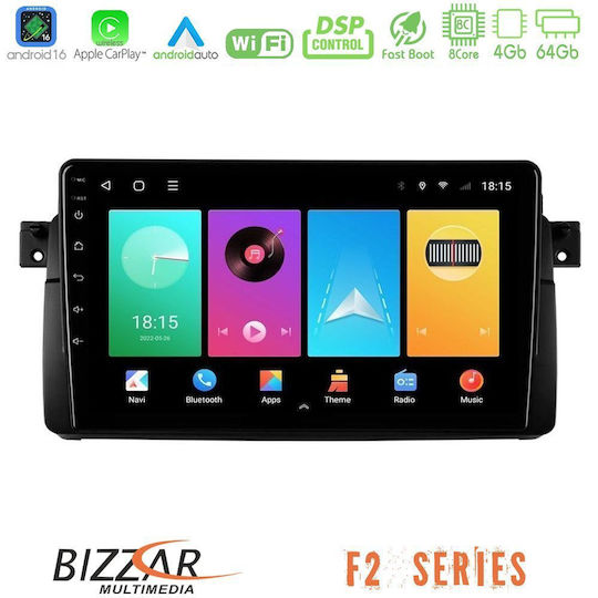 Bizzar Ηχοσύστημα Αυτοκινήτου για BMW E46 2025-2026 (Bluetooth/USB/WiFi/GPS/Apple-Carplay/Android-Auto) με Οθόνη Αφής 9"