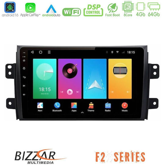 Bizzar Car Audio System for Fiat Sedici Suzuki SX4 Bluetooth USB WiFi GPS Apple CarPlay Android Auto with 9" Touch Screen