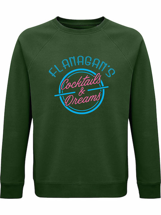 Суитшърт Органичен Унисекс Dark Green " Flanagan's Cocktails Dreams "