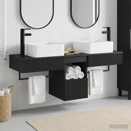vidaXL Dulap de baie fără lavoar L53xA35xÎ39cm Negru