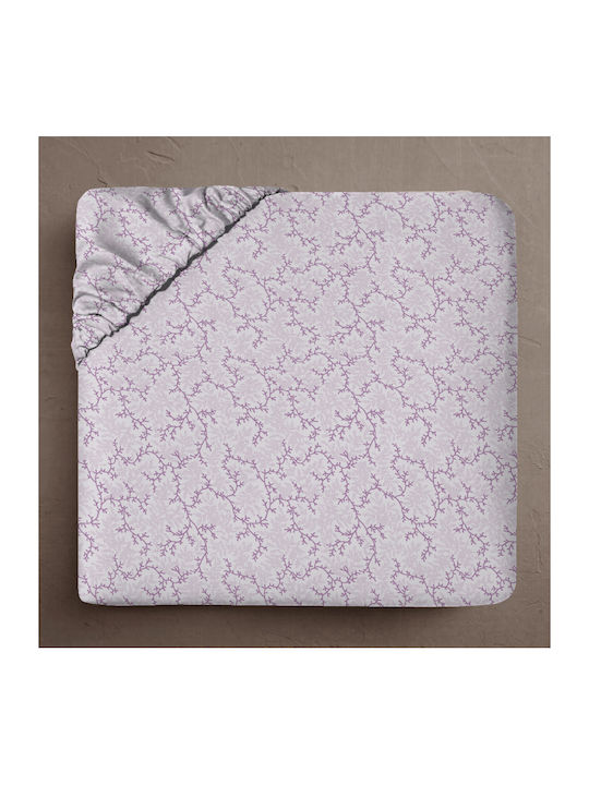 Isadore Lorraine Fresh Line Single Bed Sheet With Rubber Hugger 100x200+30cm Coral Vines Orchid Lilac