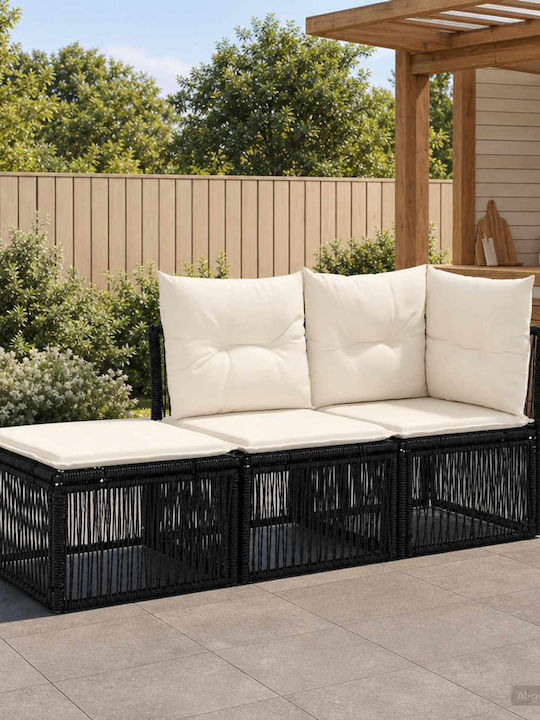 Three-Seater Outdoor Rattan Sofa with Cushions 62x62x70cm