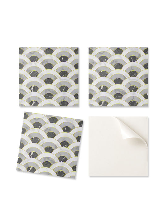 Set Vinyl Kacheln Bodenform Wellenbogen 4x50x50 cm