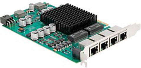 DeLock PCI-e карта Gigabit LAN 4x RJ45 PoE+ I350 86097