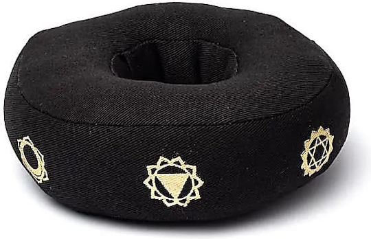 Cotton Support Pillow Singing Bowl Black Chakra Symbols 13x5cm